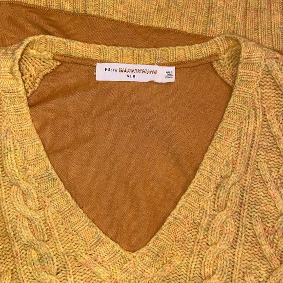 Anthropologie Pilcro Letterpress Cable Knit Mixed Fabrics Sweater Knit Top - Picture 9 of 13